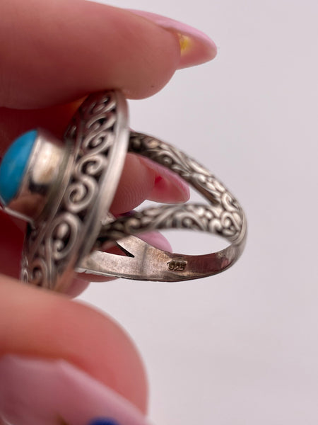 size 7 sterling silver stabilized turquoise ring ***cracked stone***