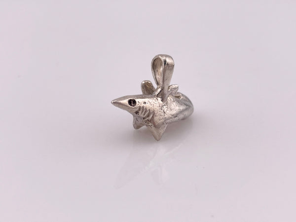 sterling silver solid shark pendant