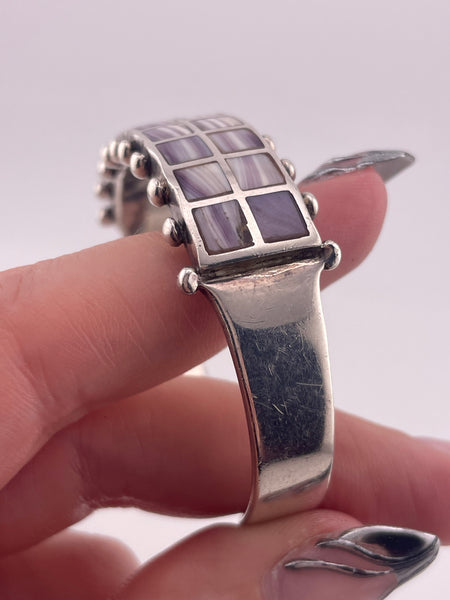 sterling silver 6" wampum shell cuff bracelet