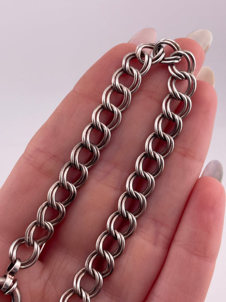 sterling silver 8-1/4" double link chain bracelet