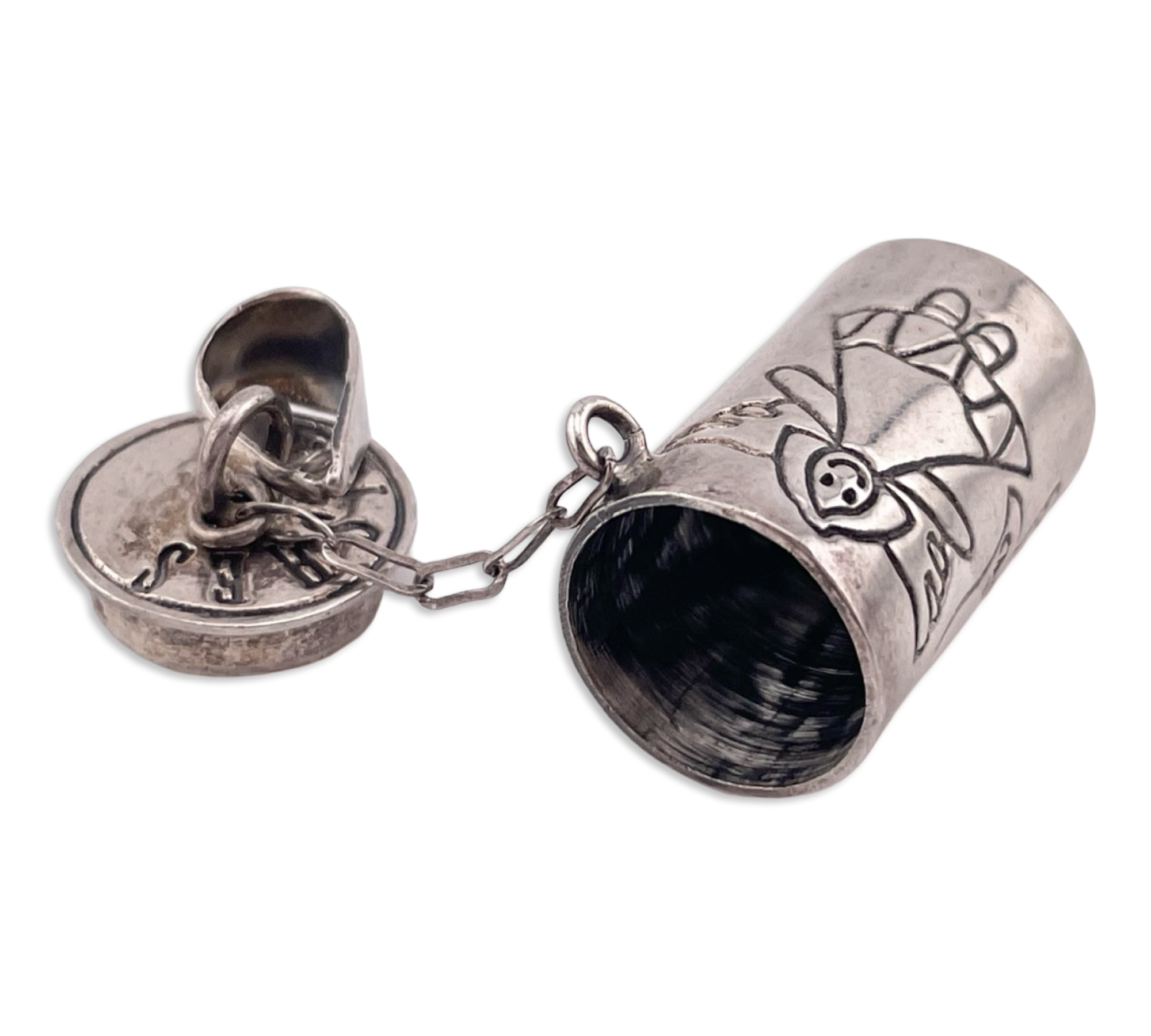 sterling silver angel “wishes” canister compartment pendant