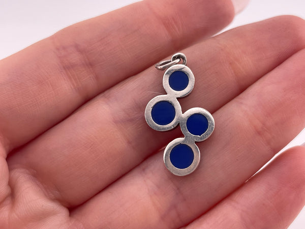 sterling silver blue resin circles pendant