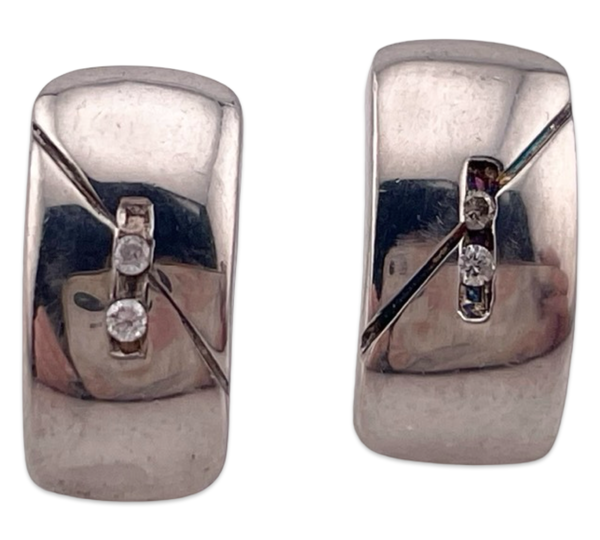 sterling silver curved rhinestone post earrings