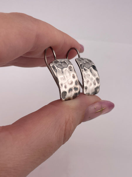 sterling silver hammered hook earrings
