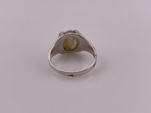 size 7 sterling silver oval rutilated quartz prong setting ring