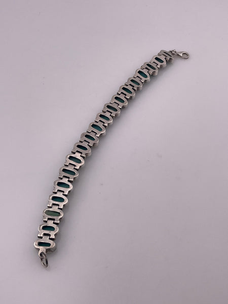sterling silver 8" stabilized turquoise link bracelet ***AS IS***