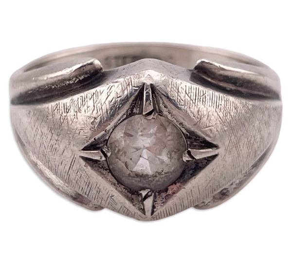 size 11 sterling silver Clark & Coombs white topaz ring