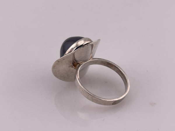 size 6.5 sterling silver modernist agate ring