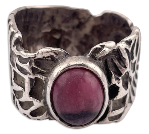 size 7.5 sterling silver chunky rhodonite ring
