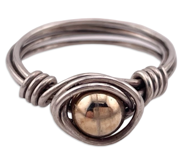 size 6 sterling silver gold plated wire wrapped ring