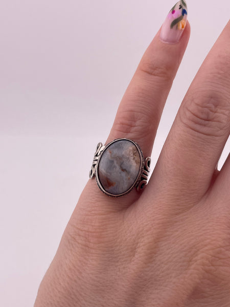 size 6 sterling silver agate ring