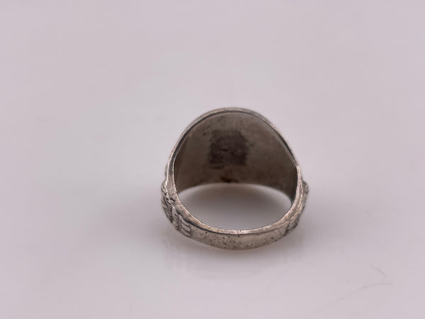 size 8.5 sterling silver 'H' engraved eagle signet ring
