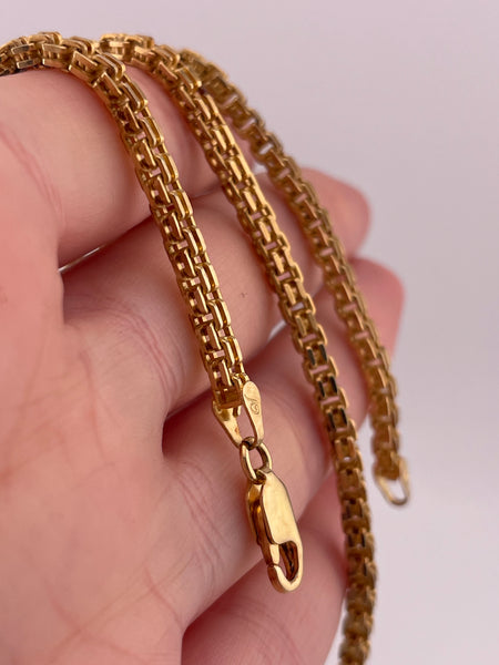 sterling silver 17-3/4" gold plated double link box chain necklace