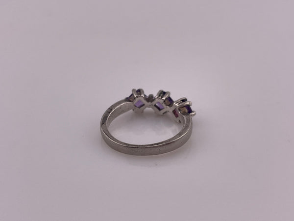 size 6 sterling silver triple faceted amethyst ring