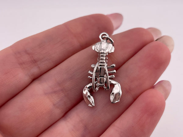 sterling silver rhodium plated lobster pendant