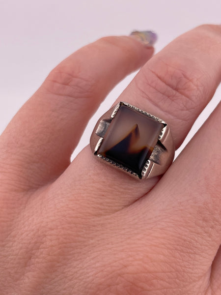 RESERVED PRIVATE LISTING -- sterling silver agate ring A39