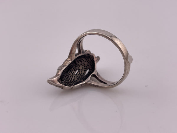 size 10 sterling silver marcasite leaf ring