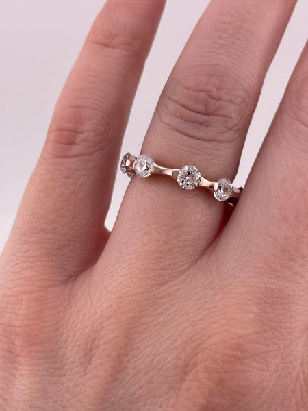 size 6.5 sterling silver gold wash rhinestone ring