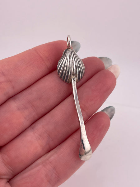 sterling silver scallop sea shell spoon pendant