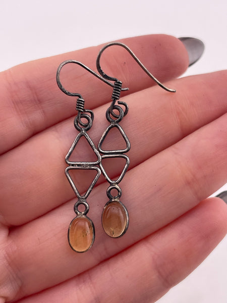 sterling silver citrine hook dangle earrings