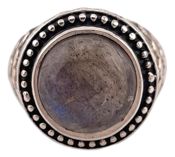 size 8.5 sterling silver labradorite ring