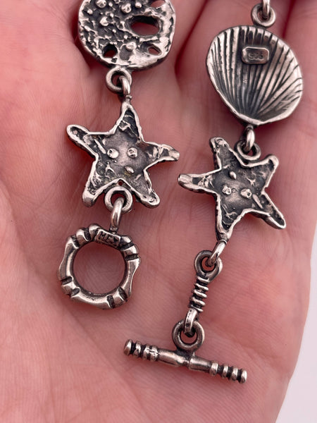 sterling silver sea shell sand dollar starfish link bracelet