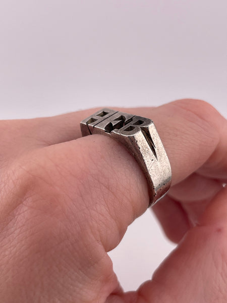 size 8.75 sterling silver 'AFB' initials ring