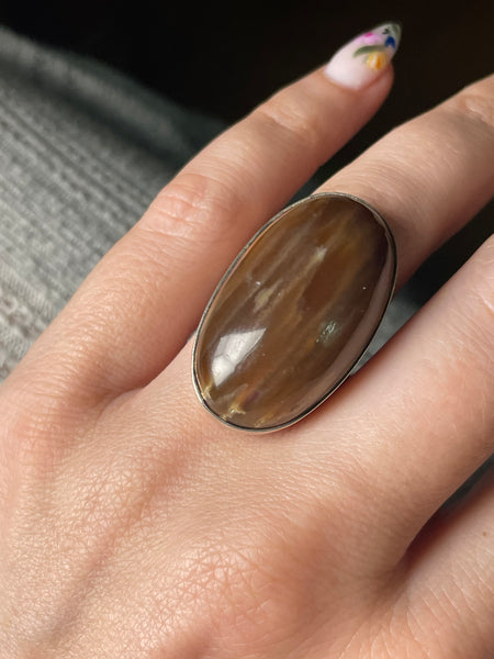 size 6 sterling silver brown agate ring