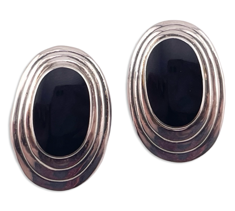 sterling silver onyx post earrings