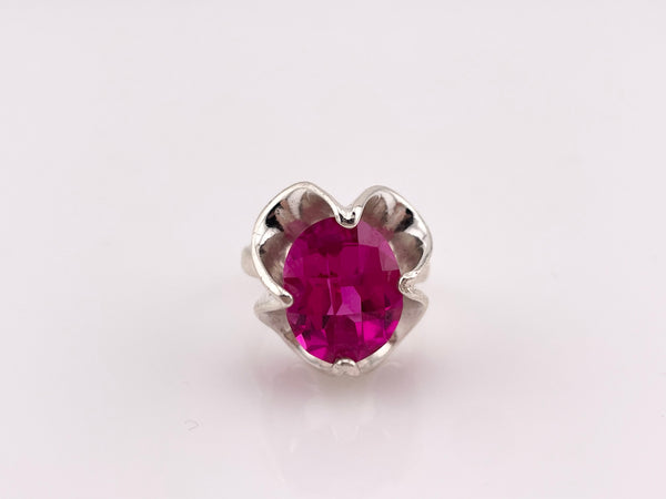 size 6.5 sterling silver Mexican faceted lab ruby ring