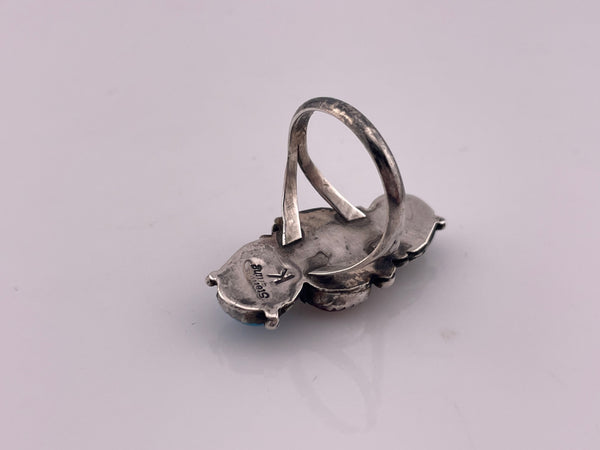size 8 sterling silver turquoise coral ring