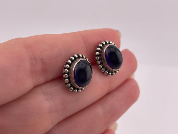 sterling silver amethyst post earrings