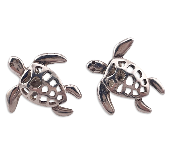 sterling silver sea turtle post earrings **AS IS**