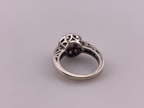 size 6 sterling silver faceted amethyst & iolite round cluster ring