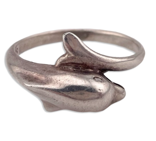 size 8.75 sterling silver dolphin ring