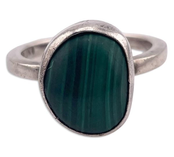 size 5.75 sterling silver malachite ring