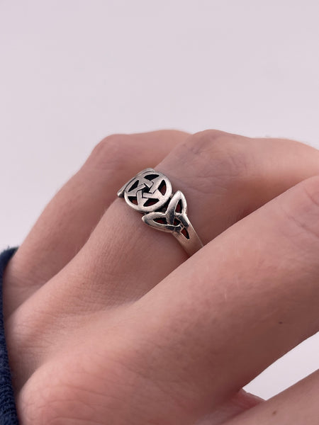 size 7 sterling silver pentacle pentagram star ringring