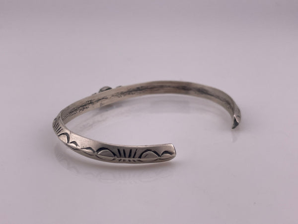 sterling silver 6-3/8" Tahe signed stamped turquoise bracelet