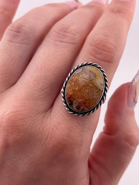 size 7.25 sterling silver agate ring