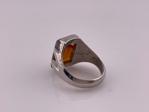 size 9.5 sterling silver rhodium plated Montana agate ring
