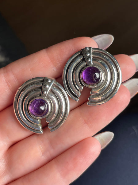 sterling silver amethyst round post earrings ***Non-Sterling Posts***