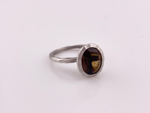 size 10 sterling silver faceted stone matte finish ring