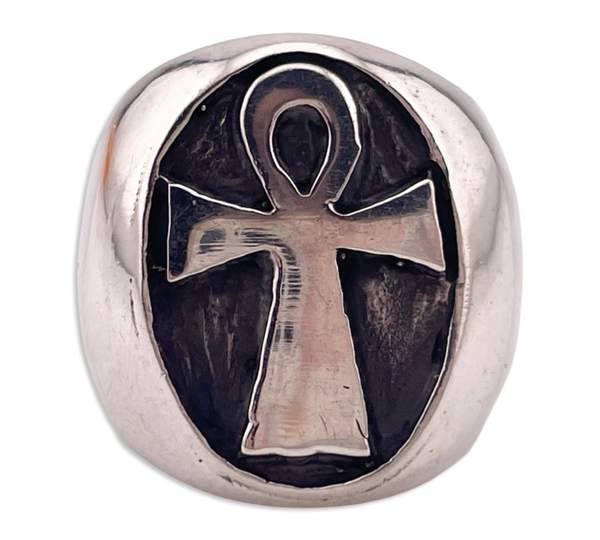 size 10 sterling silver Ankh cross ring