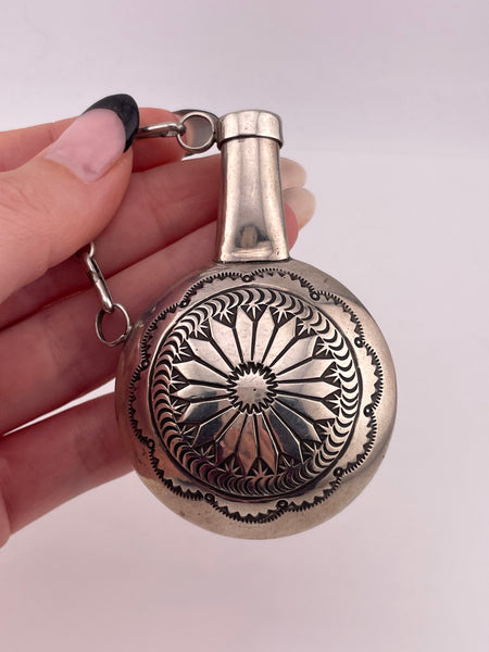 sterling silver Native American stamped tobacco canteen flask