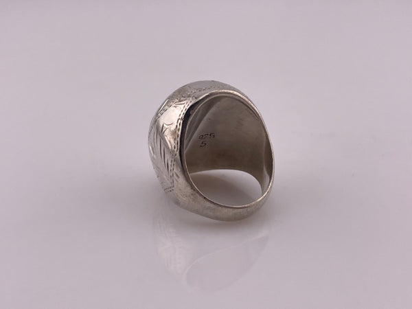 size 4.75 sterling silver stoneless etched dome ring