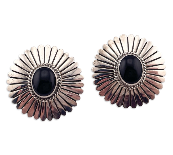 sterling silver Artie Yellowhorse onyx post earrings
