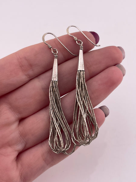 sterling silver liquid silver hook dangle earrings
