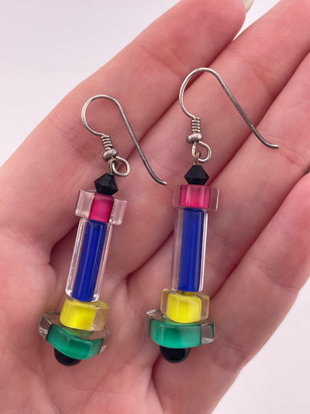 costume funky colorful plastic dangle earrings