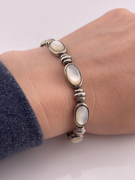 sterling silver 7 1/4" mother of pearl link bracelet