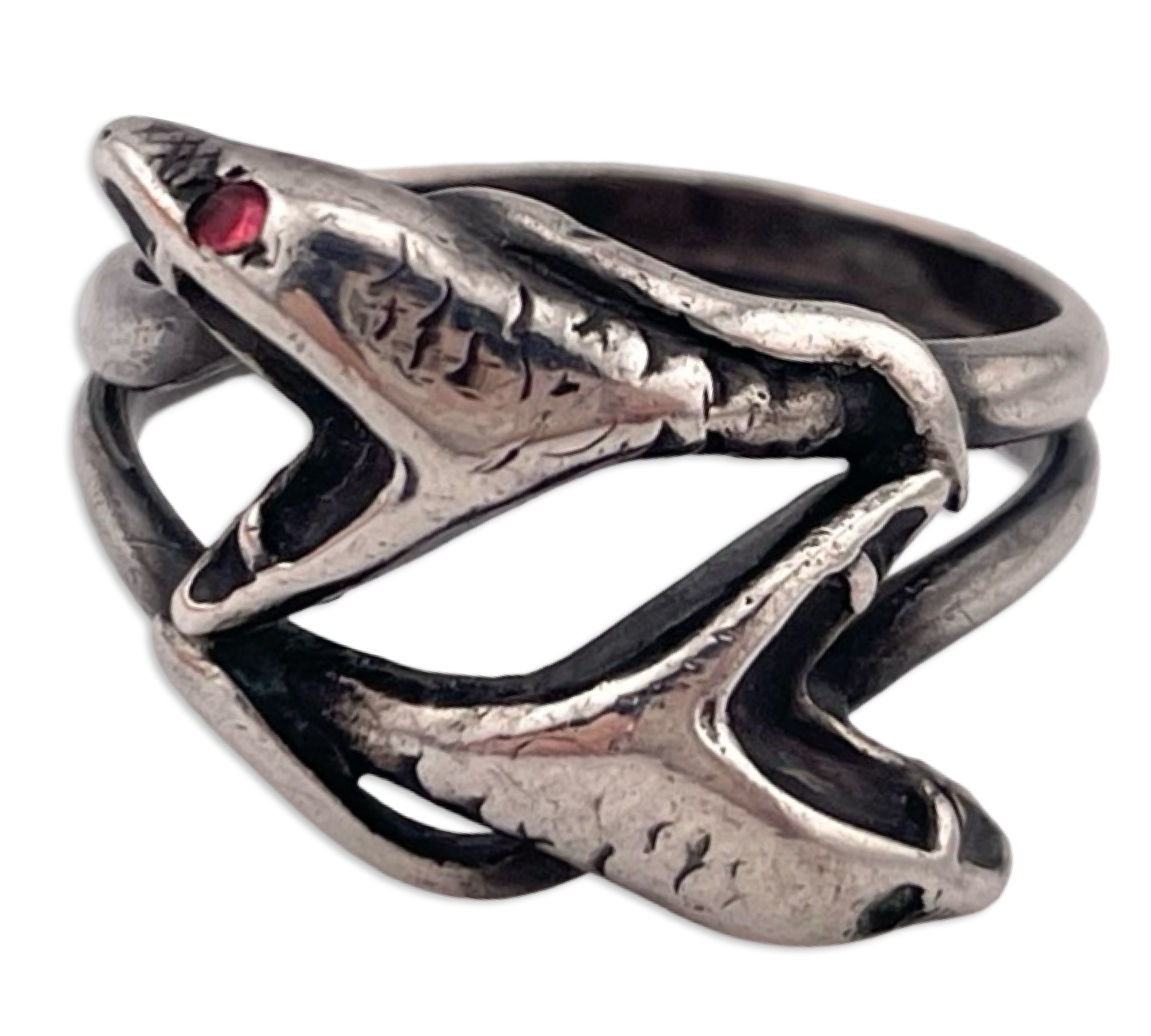 size 6.75 sterling silver double snake head ring **AS IS**